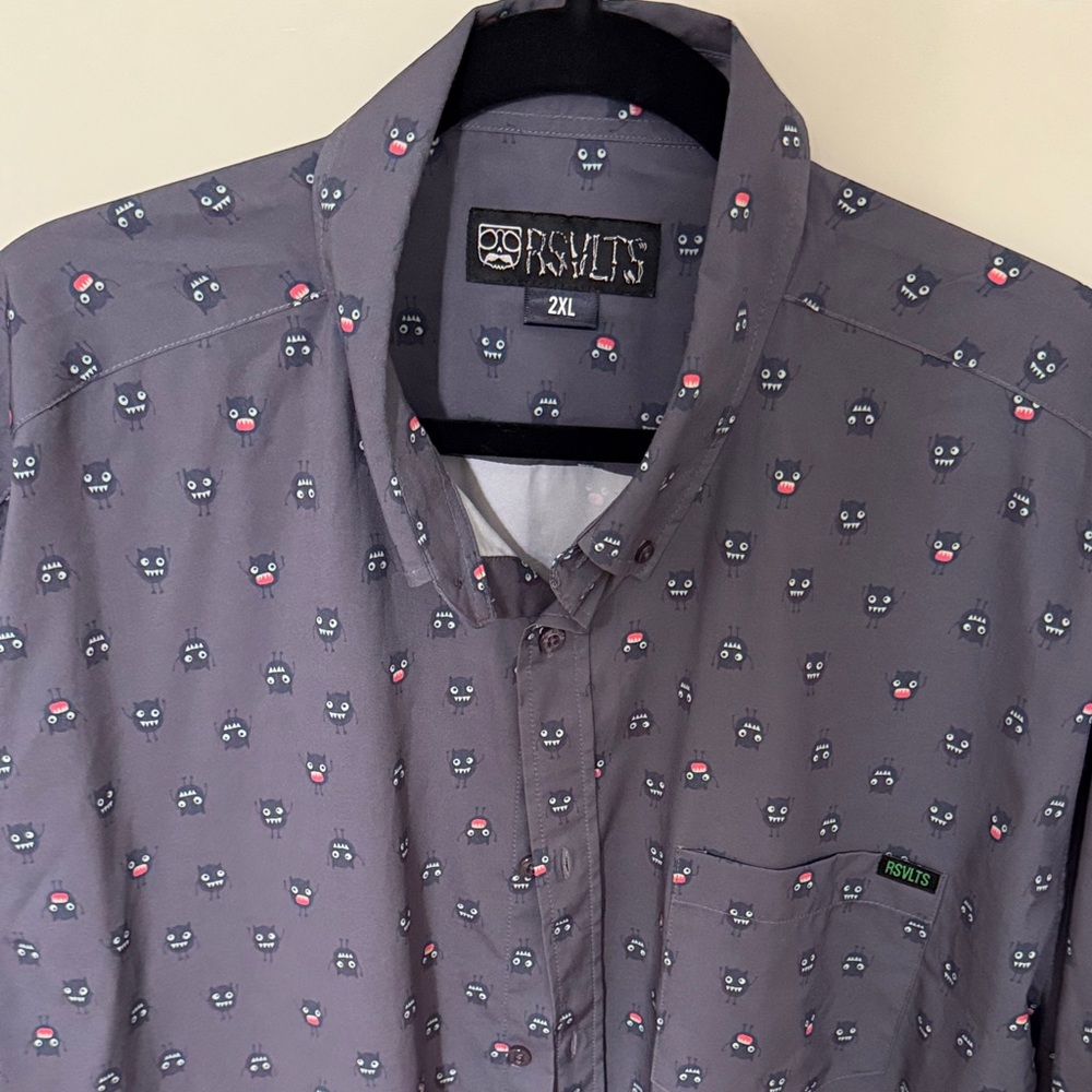 RSVLTS 2xl scribble monster Gray Print Men's Shirt